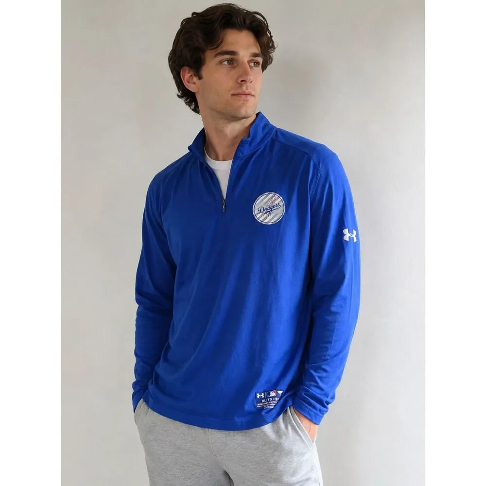 Los Angeles Dodgers Under Armour HeatGear 1/4 Zip Pullover Shirt Blue XL MLB - Picture 1 of 10